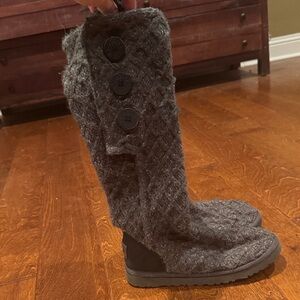 UGG Gray Knit Back-Label Knee-High Boots